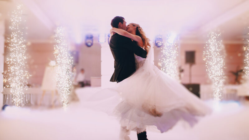 brides wedding party in the elegant restaurant with a wonderful light and atmosphere